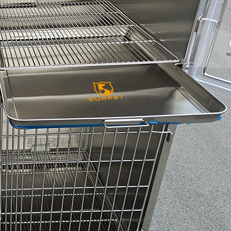 EUR PET  unique 4 spaces stainless steel cat contention cage with mute sticker, sliding mute door lock and two floors