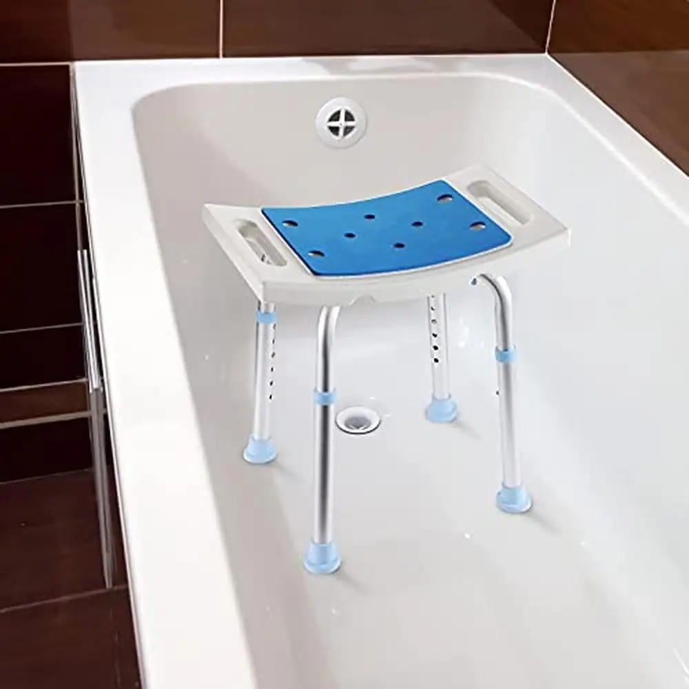 Silla de ducha de aluminio antideslizante, taburete de baño, altura ajustable, cómodo banco con asas, asiento de ducha interior ligero, ancianos