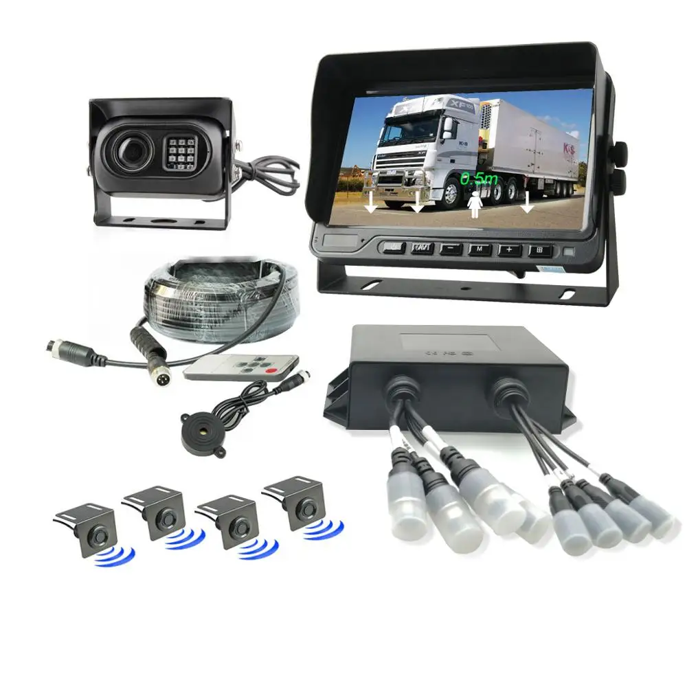 Long Vehicle Parking Sensor 7 Inch Monitor Camera Buzzer  Rear Camera and Sensor for Dumptruck