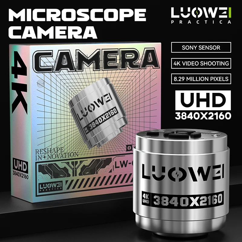 

LUOWEI UHD 3840X2160 Microscope Camera/LW-GK40/Camera Updating/5X Digital Zoom/829W Ture 4K/HDMI Image Output