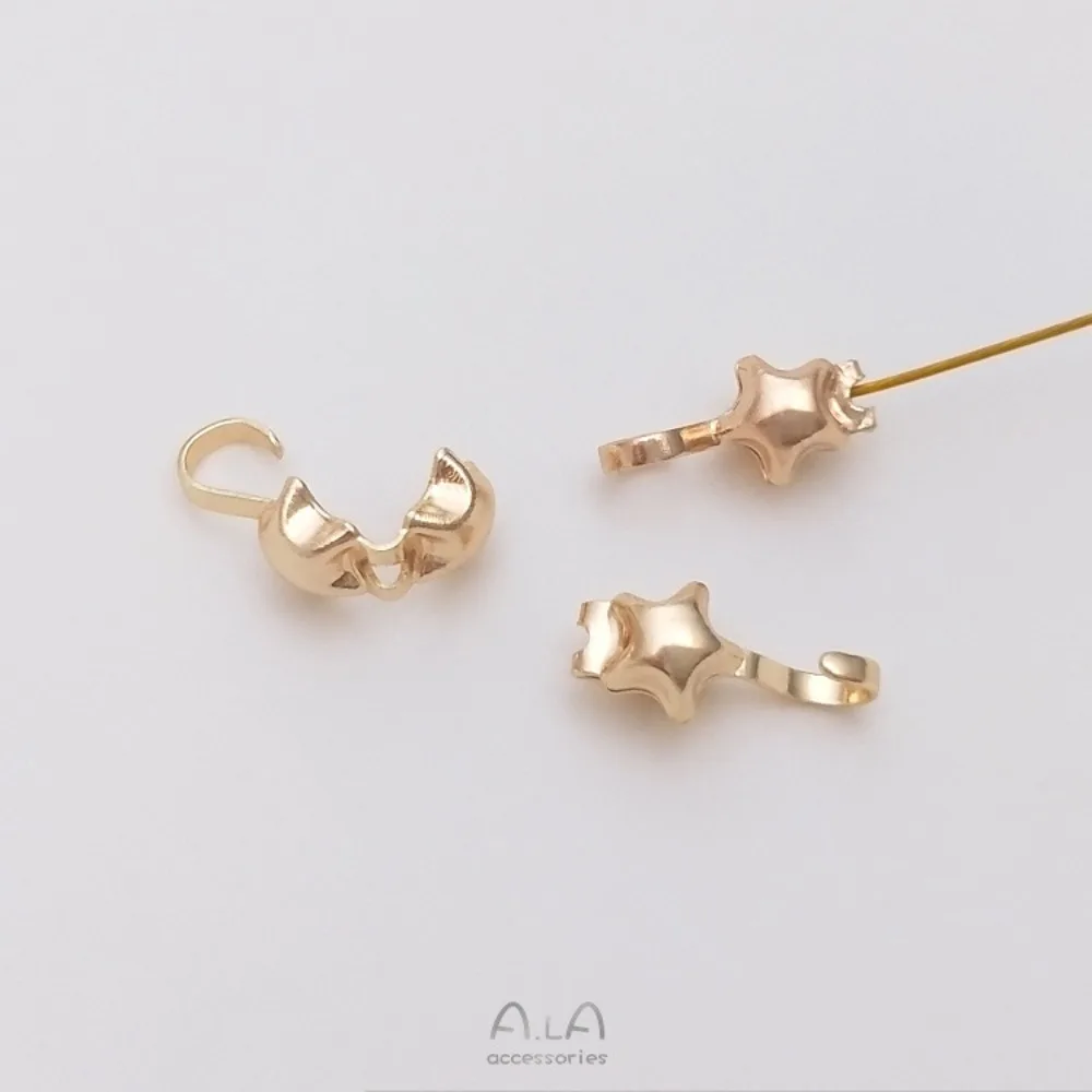 شل مشبك النحاس المشابك والخطاف 14K الذهب اللون زهرة على شكل الخماسي القلب هوك إغلاق مشبك DIY بها بنفسك المواد الملحقات #5