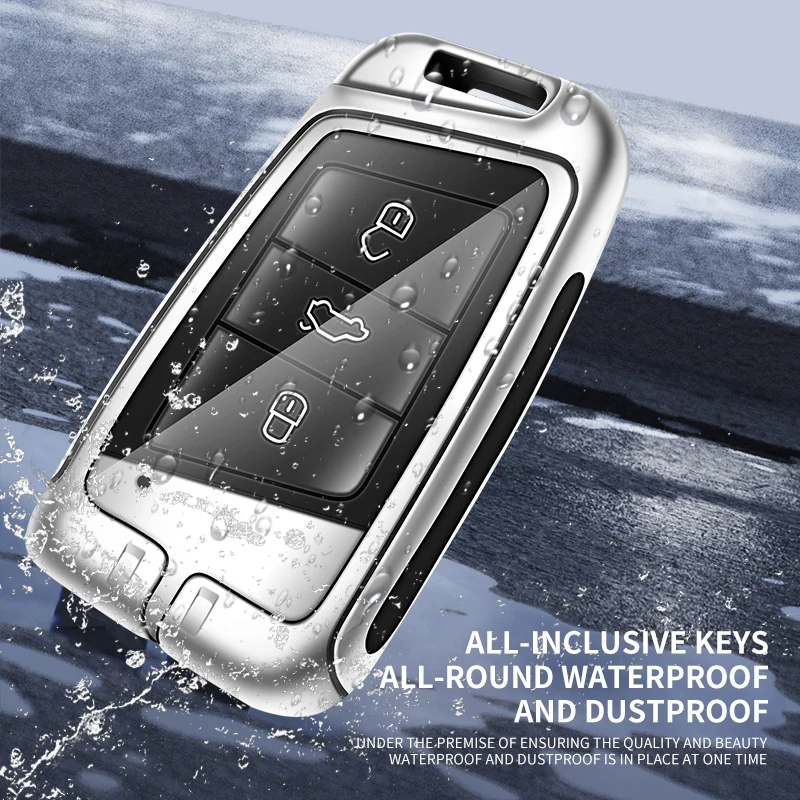 Zinc Alloy Leather Car Remote Key Case Capa Titular Shell Fob para Skoda Karoq Proteção Chaveiro Buckle Keyless Acessórios