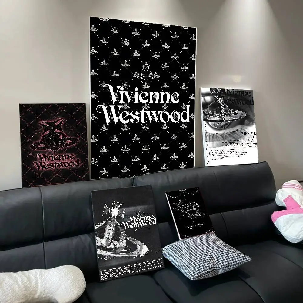 V-Viviennes Cross Fashion W-Westwood Self-adhesive Art Poster Decoracion Painting Wall Art White Kraft Paper Home Decor