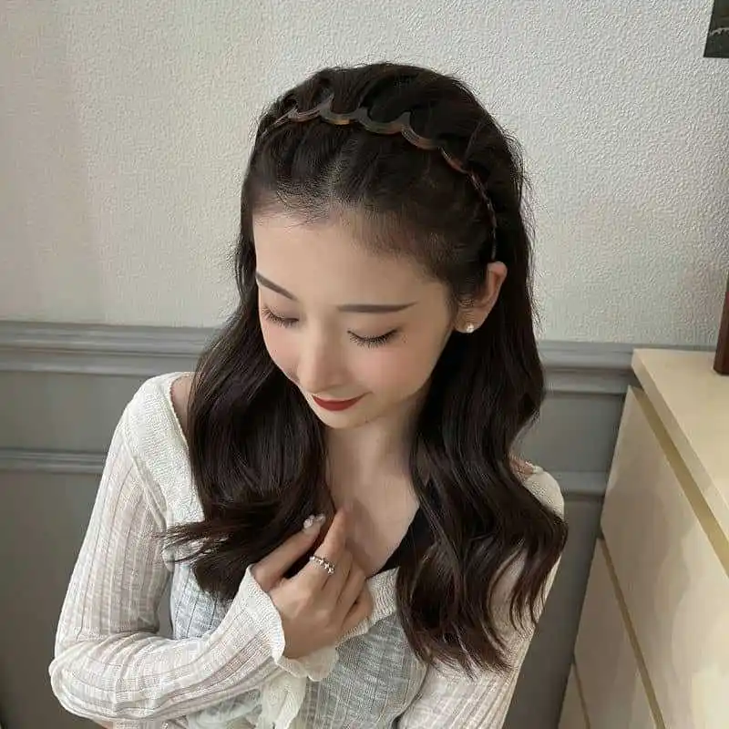 Korean Brown Resin Wave Toothed Headband for Women Fashion Hair Comb Zigzag Band Notched Headband Girls Hair Accessories