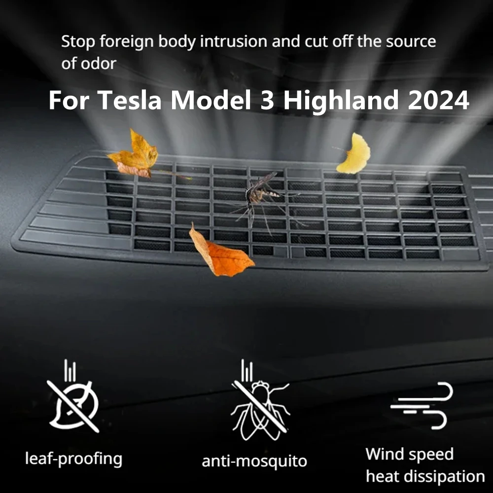 ​Air Inlet Protective Cover for Tesla Model 3 Highland 2024 Insect-proof Net Air-conditioning Intake Grille for Model 3+ New