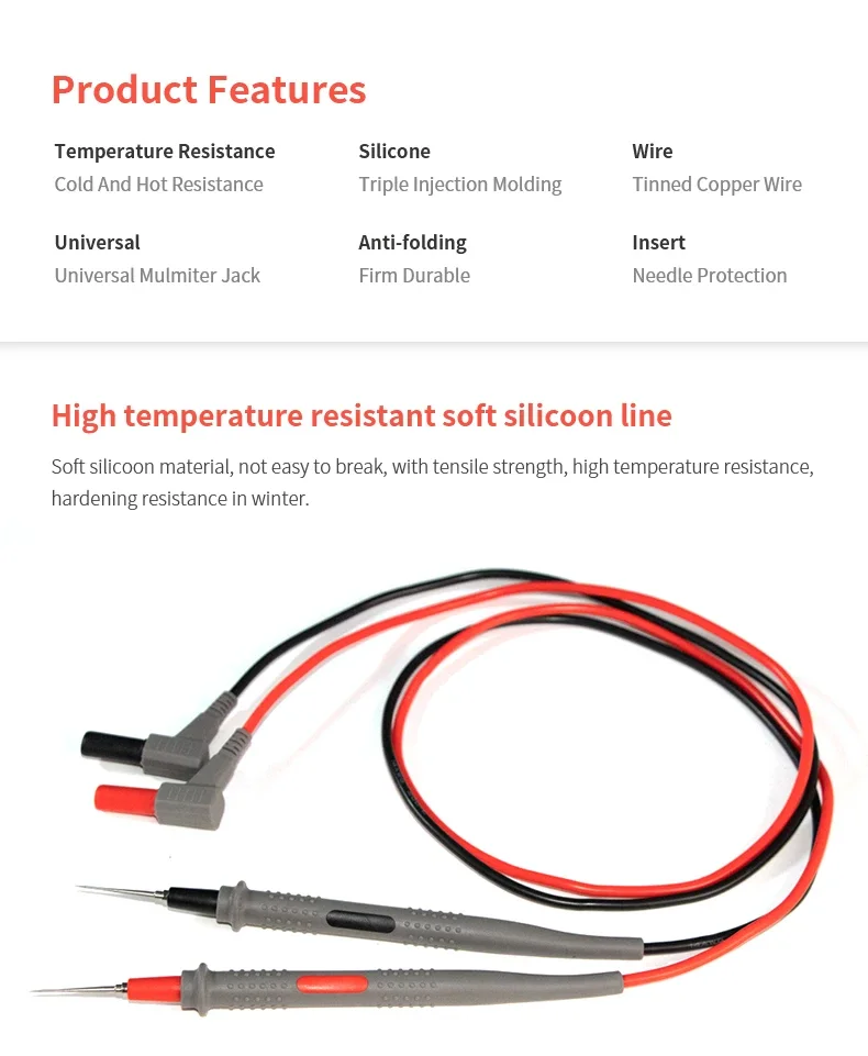 BST-050 JP Superfine Universal Digital Multimeter Probe Test Leads Needle Tip Tester Lead Probe Wire Pen Cable Multimeter Feeler