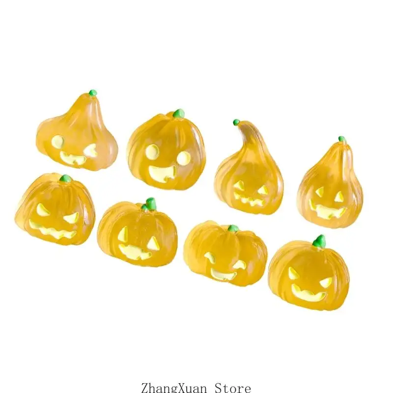 Halloween-Kürbisfiguren für Tischdekorationen, Set aus 8 glatten Miniaturen mit abwechslungsreichem Kürbis-Look, ein – Detail 7