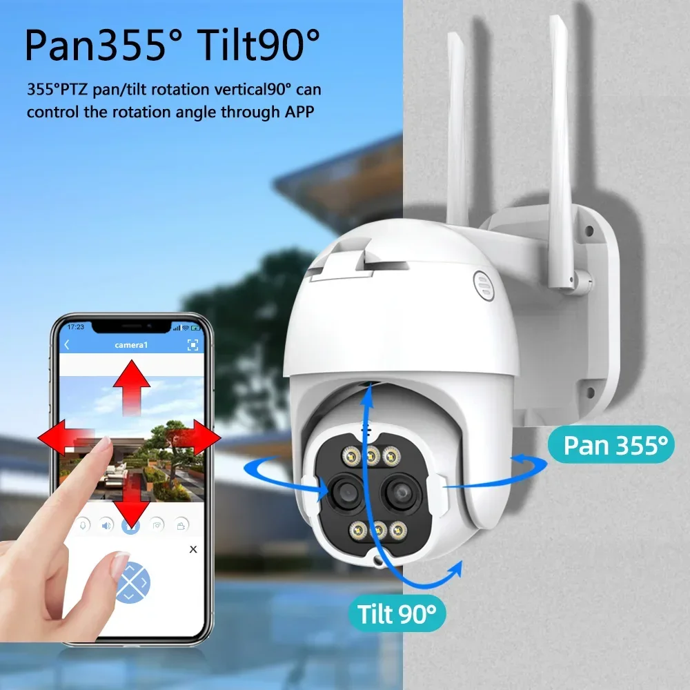 4K 8MP Smart Wifi PTZ Camera 8x Digital Zoom AI Human Detection Wireless CCTV IP Camera Home Security Protection 10CH Set Kits