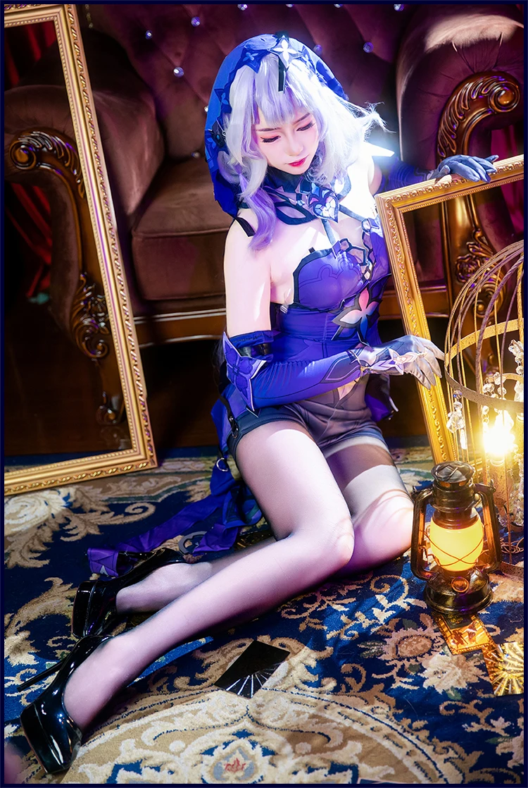 لعبة هونكاي: ستار ريل البجعة السوداء أزياء تنكرية ملابس أنيمي بدلة شعر مستعار للبالغين والنساء والرجال ملابس حفلات الهالوماس