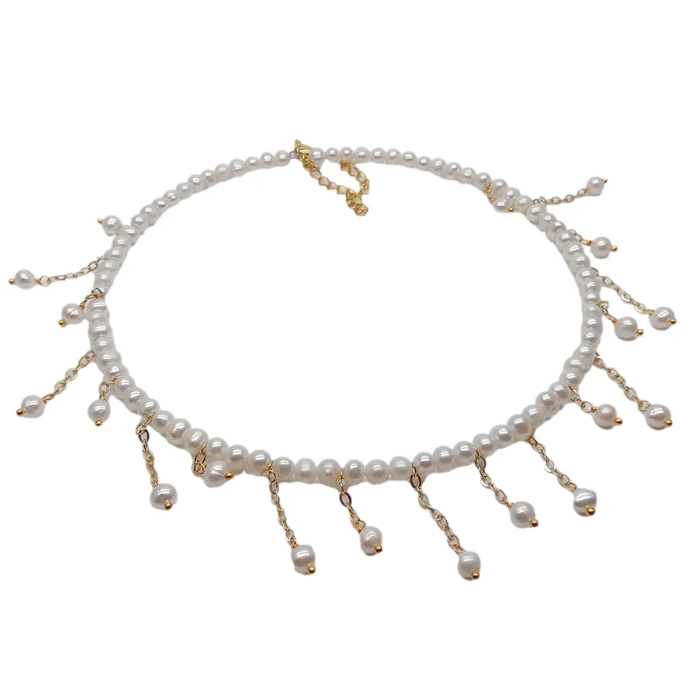 Y·YING Natural Freshwater Cultured White Pearl Choker Necklace 17