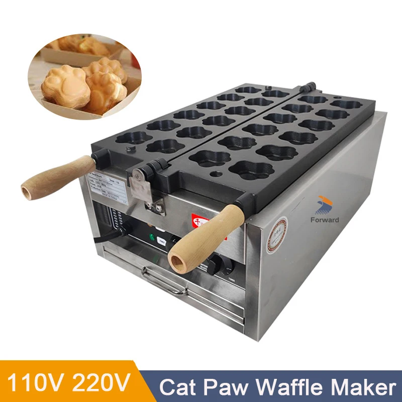 110V/220V Electric Cute Cat Paw Shaped Waffle Making Machine Bear Paw Cake Muffin Baking Machine Mold Cartoon Waffle Iron Pan