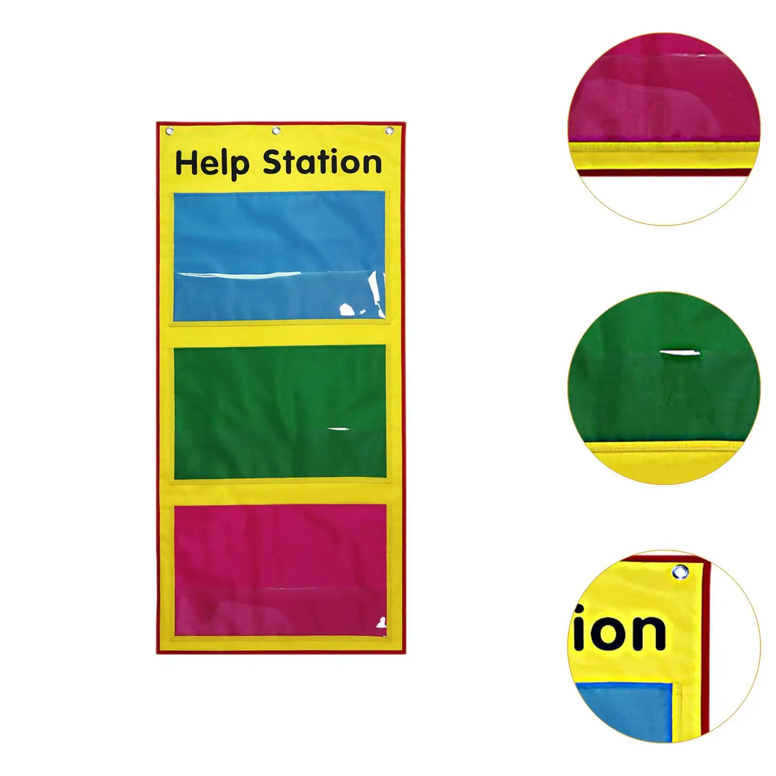 Wall Hanging File Pocket Chart Door Mount Storage Bag Oxford Cloth Classroom Supplies Card Storage Bag for Preschool Office