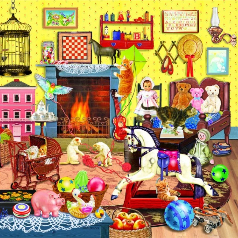 Hoge kwaliteit 69x51cm puzzel speelgoed blauwe kaart 1000 stukjes blauwe kaart warm huis volwassen gebouw landschap Praag olieverfschilderij puzzel