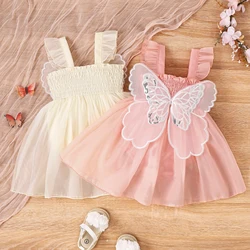 Summer 0-2 Years Old Baby Girl Baby Soft Comfortable Cool Beautiful Two-Color Halter Butterfly Mesh Dress