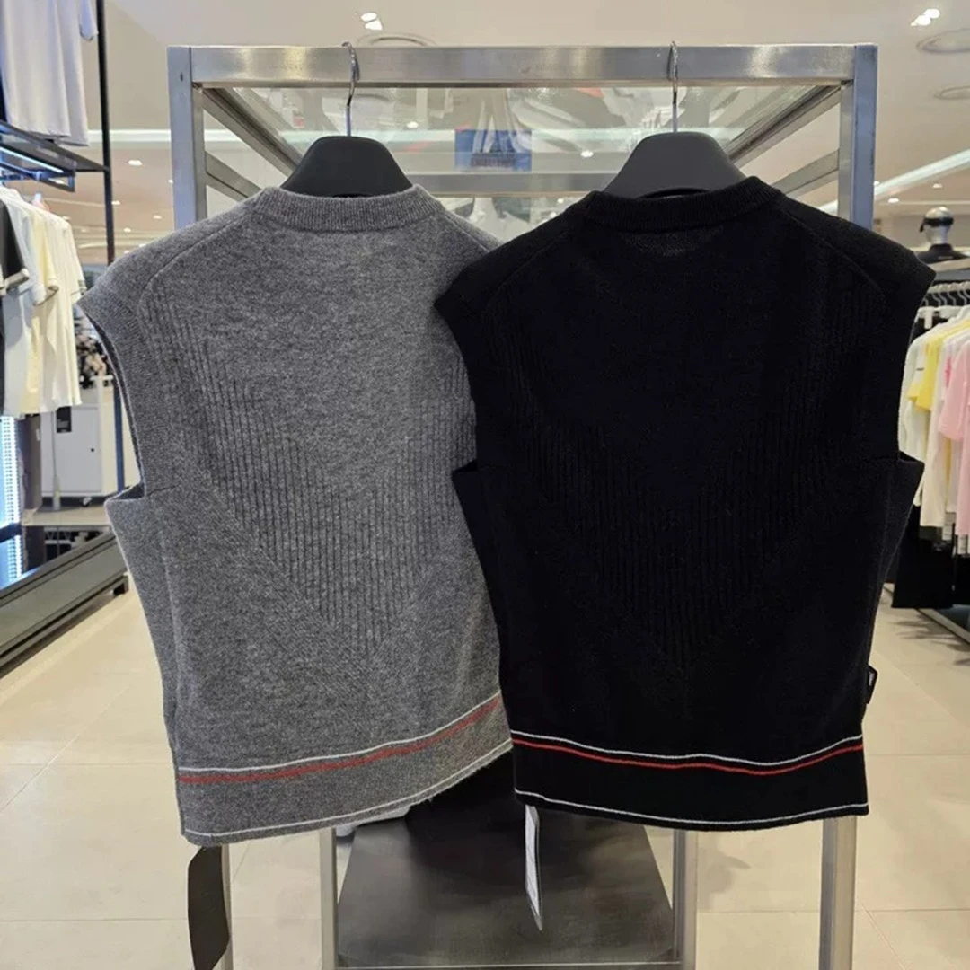 Women's Golf Knit Vest 2026 Fall New Korean Style Letter Logo Outdoor Sporty Warm Breathable Soft Stretch Versatile Layering