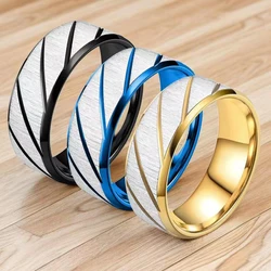 Not Fade Titanium Stainless Steel Simple Design Ring Men Gold Tone Silver Black Blue Plated Rings For Women Men Finger Jewelry