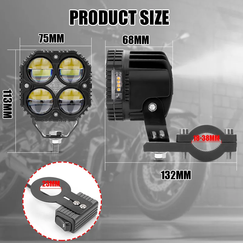 120W Motorycle LED Turn Signal Spotlight 12000LM High Low Light White Yellow DRL Running Lamp Driving Fog Lamp Headlight 12V 24V