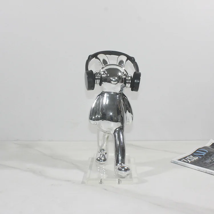 

Современные креативные мультяшные наушники-зайчики с гальваническим покрытием, украшение для гостиной, прихожей, демонстрационной комнаты, мягкий декор, украшение-сокровище