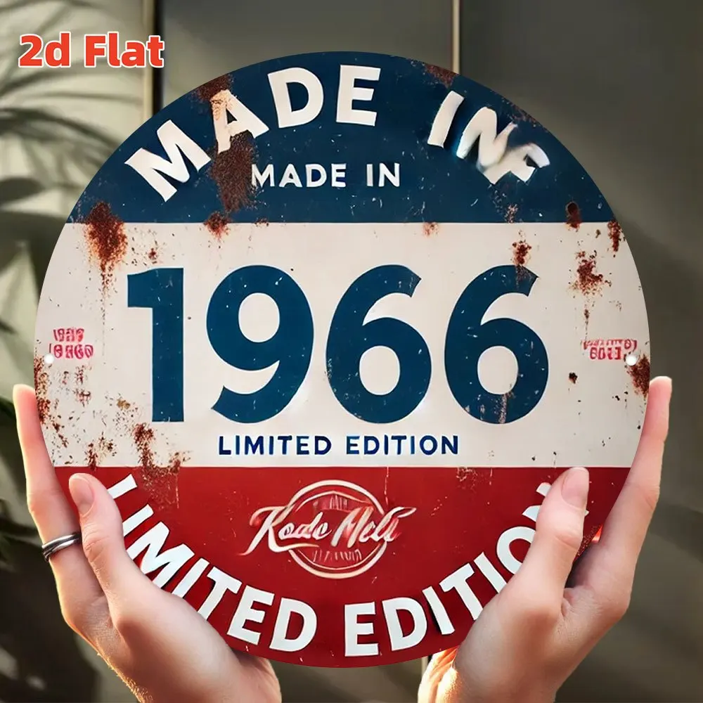 Letrero redondo de metal vintage hecho en 1966, edición limitada, arte de pared de metal retro del año de nacimiento de 1966, edición limitada, estilo rústico para el 60.º cumpleaños