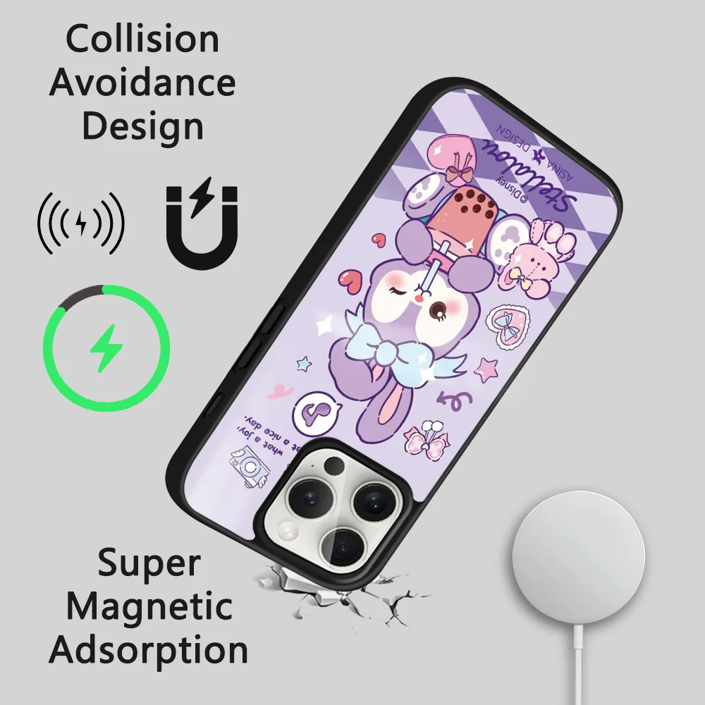  StellaLou Phone Case For iPhone 15 14 13 12 11 Pro Max Plus Mini Mirror Magnetic Funda Magsafe Case Cute Anti Drop Cover