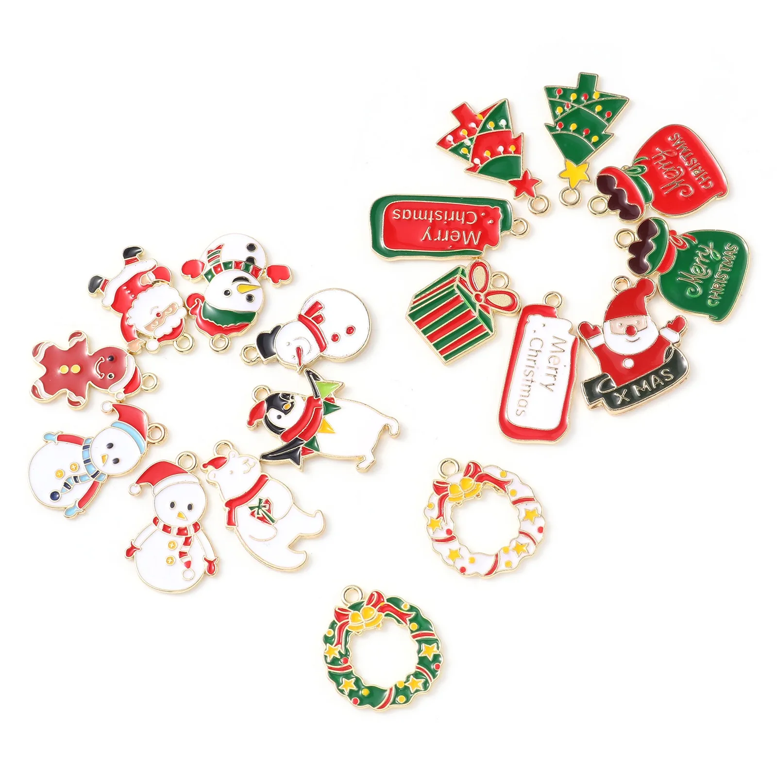 5/10pcs Cute Mini Cartoon Christmas Charms Multicolor Enamel Santa Claus Snowman Metal Pendants DIY Making Necklace Jewelry Gift
