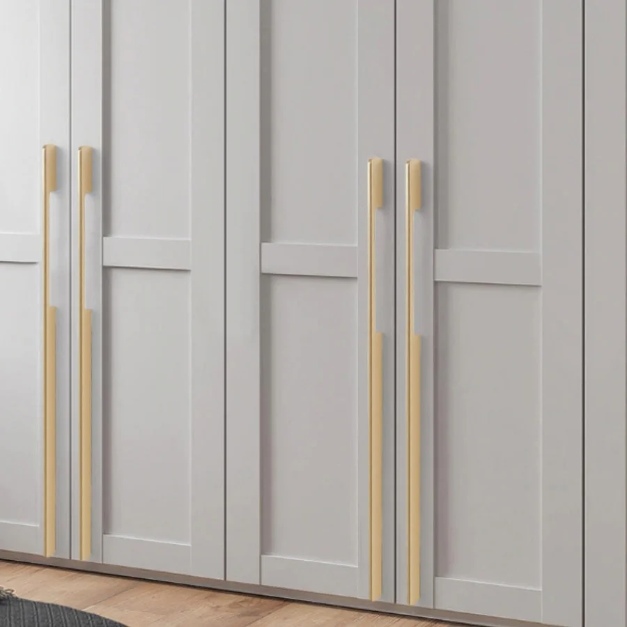 Modern Simple Cabinet Handles for Furniture Long Balck Gold Wardrobe Handles with Screws for Desks, Drawers, Cupboards Hardware