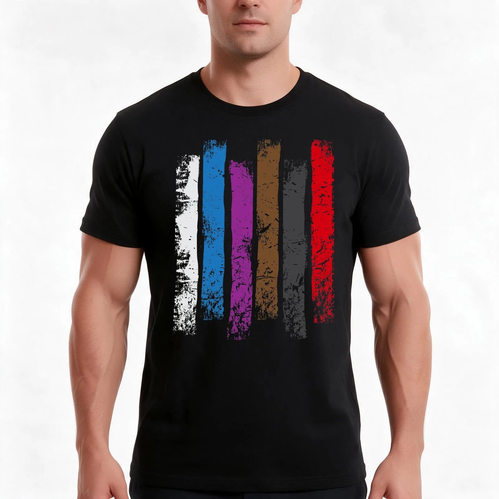 BJJ Belt Rank Vertical Stripes Shirt for Jiu Jitsu T-Shirt, Summer Casual Cotton Tee, Oversized Streetwear Tops, 100% Cotton