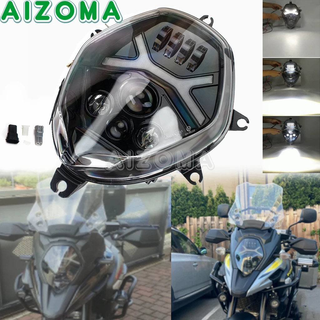 For Suzuki V STROM LED Headlight Assembly E9 Hi/Lo Beam Motorcycle DRL Headlamp For Suzuki V-STROM DL650 DL1000 DL 650 2014-2019