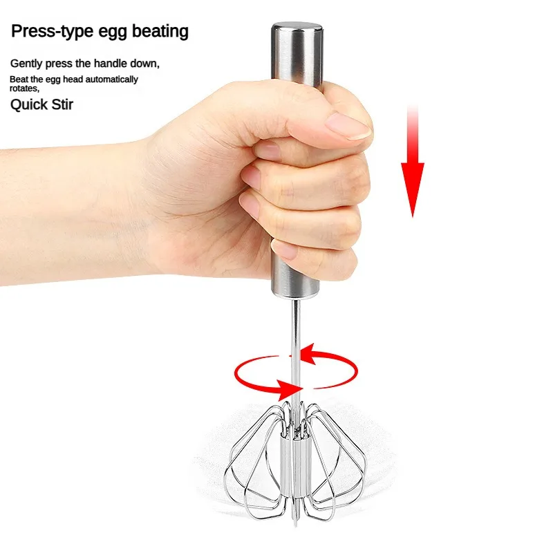 1 piece stainless steel manual eggbeater Press cream blender semi-automatic rotary eggbeater kitchen baking tools