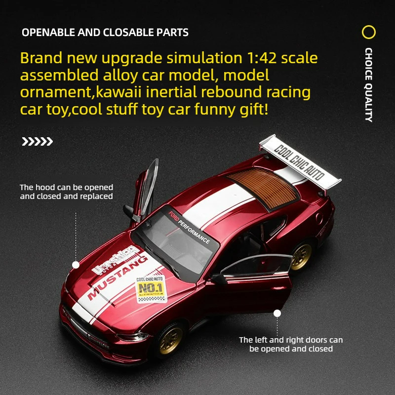 Cool Stuff Toy Car Funny Gift-1:42 Scale Alloy Sports Car Model,Kawaii Inertia Rally Racing Car,Toys for Kids 2 To 4 Years Old