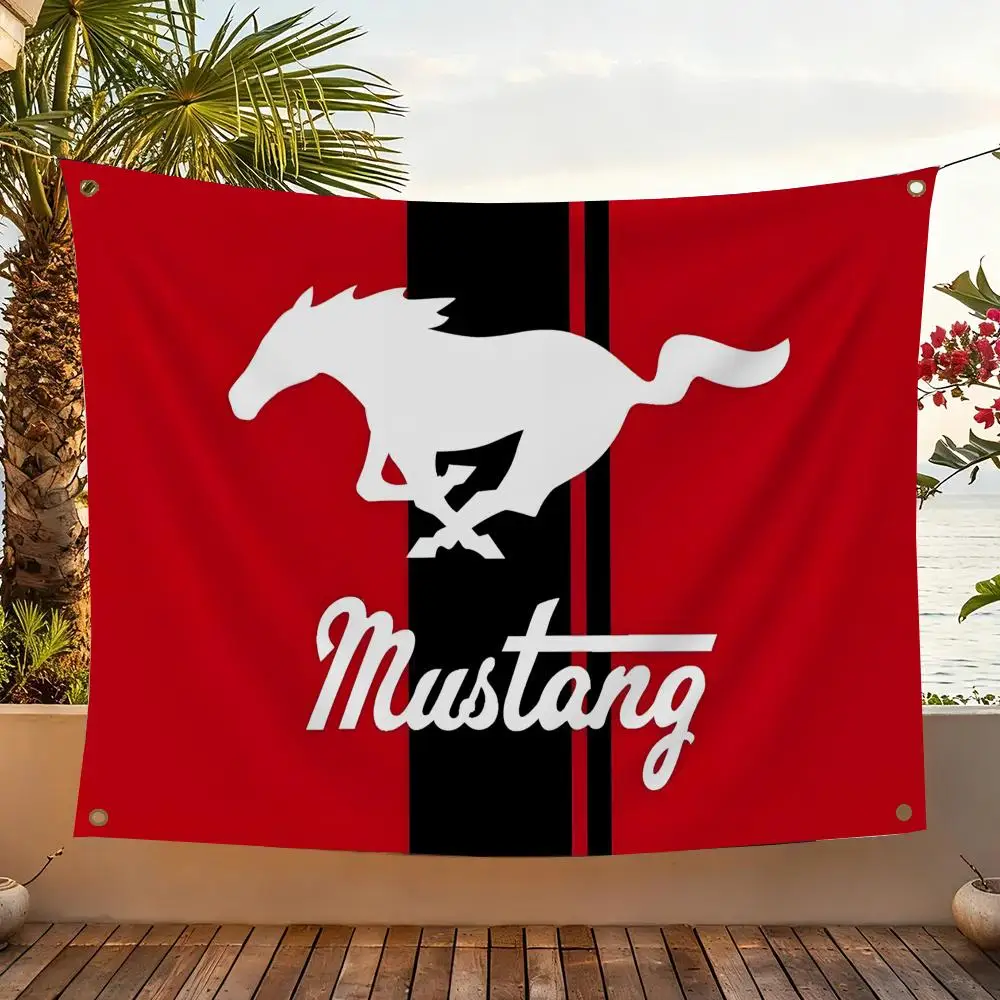 F-Ford Mustang Flags Home Yard & Garden Decor Banner - Indoor Outdoor Wall Hanging Flag