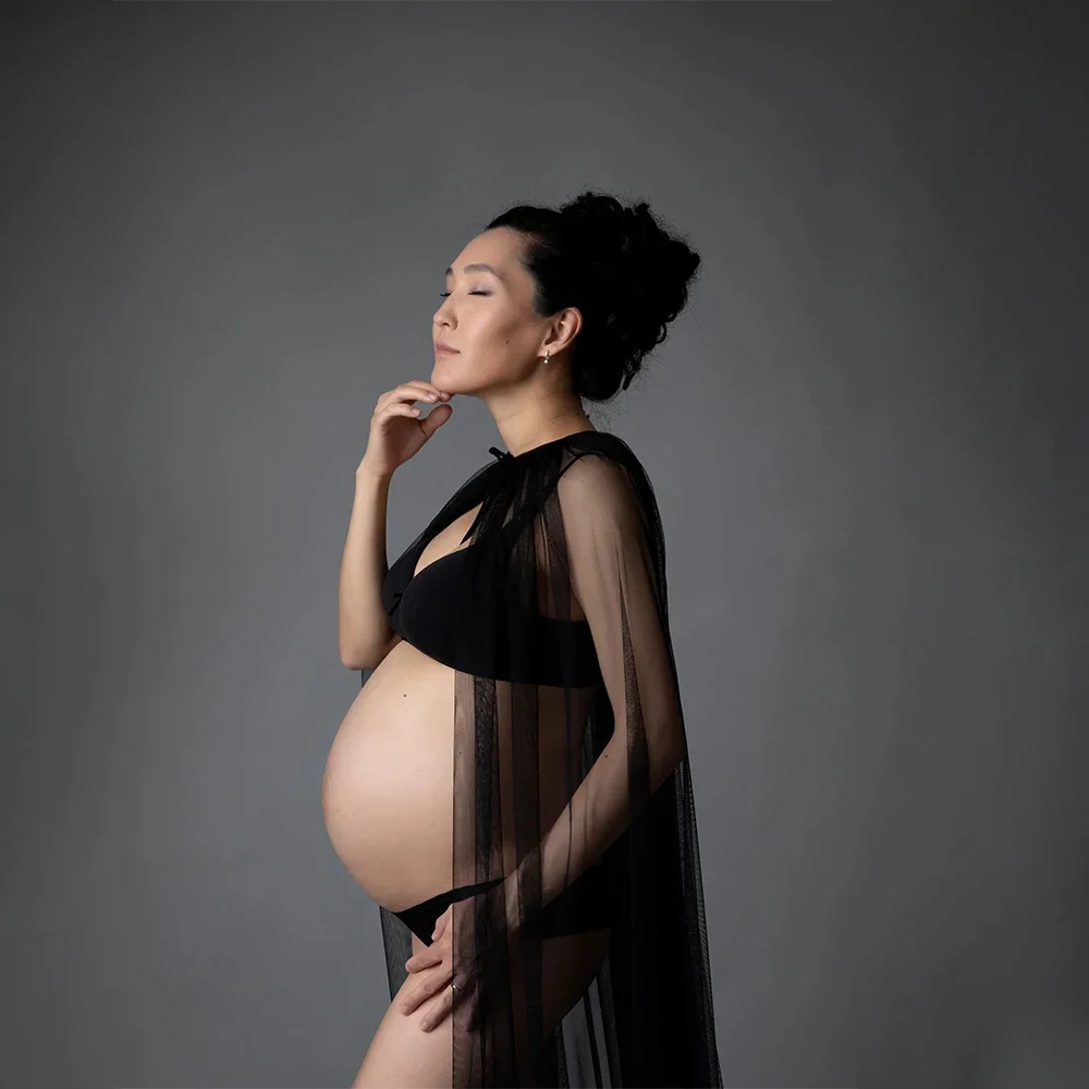 

Maternity Maxi Dress Photo Shoot Sexy Tulle Cape Pearl Boho Cloak For Pregnant Women Photography Studio Props Dresses