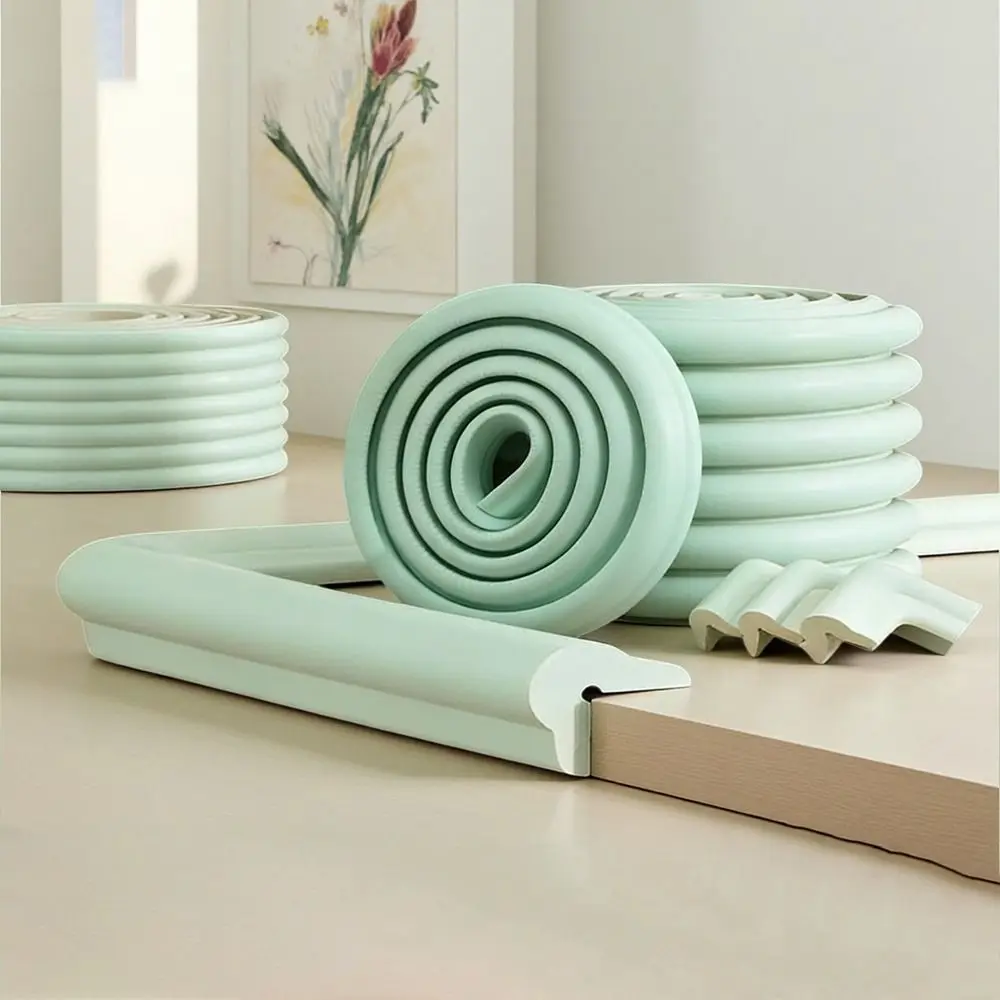 NBR Self Adhesive Child Bumper Strips L Shaped Soft Cushion Baby Safety Edge Guard Ribbed Surface Thickened