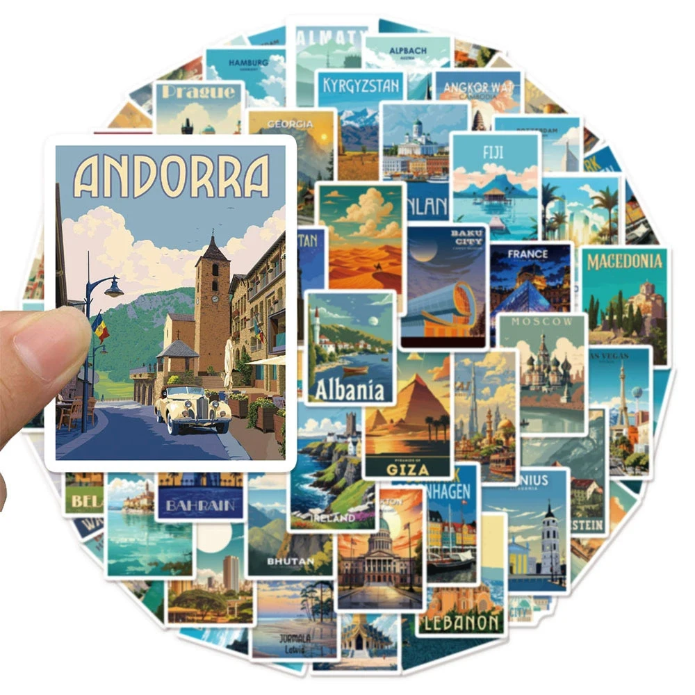 

10/30/50/100pcs World City Landmark Stickers Cool Famous Building Landscape Decals for Notebook Laptop Guitar Travel Sticker Toy