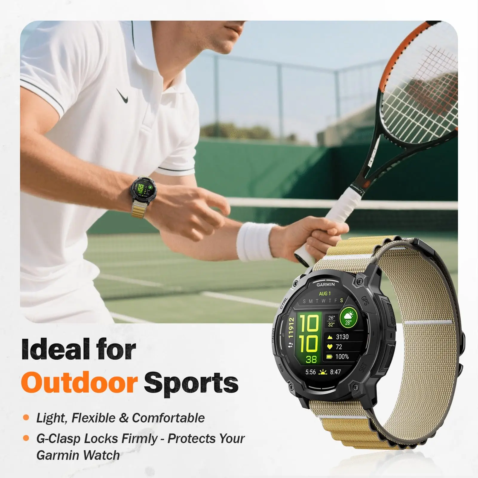Adjustable Woven Nylon Loop Strap Replacement Band for Garmin Instinct Series Instinct 2 2X 3 Outdoor Sports Wrist Accessory