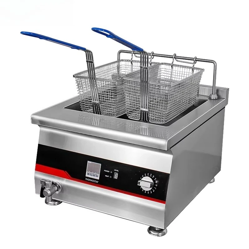 Lestov 3500W Tabletop Fast Food Restaurant Induction Chicken Deep Frying Machine 220V for Chip Donut Snack