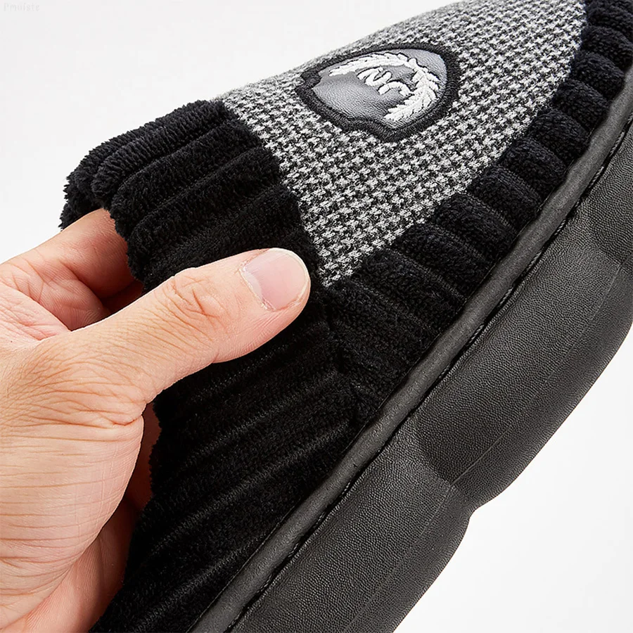 Men\'s Plus Size Slippers Winter Cotton Slippers Indoor Slippers Man Warm Slippers Plush Slippers Non-slip Thickened Slipper
