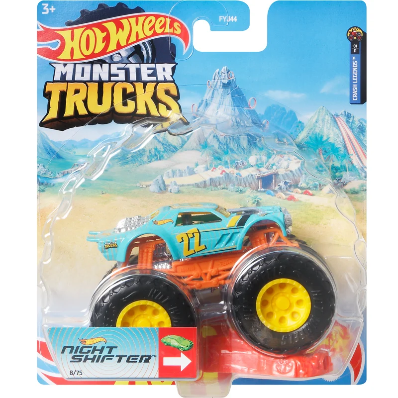 Hot Wheels Monster Trucks 1/64 Scale Die-Cast Model Tiger Shark Bigfoot Poppy Toy for Boys Birthday Gift Fyj44