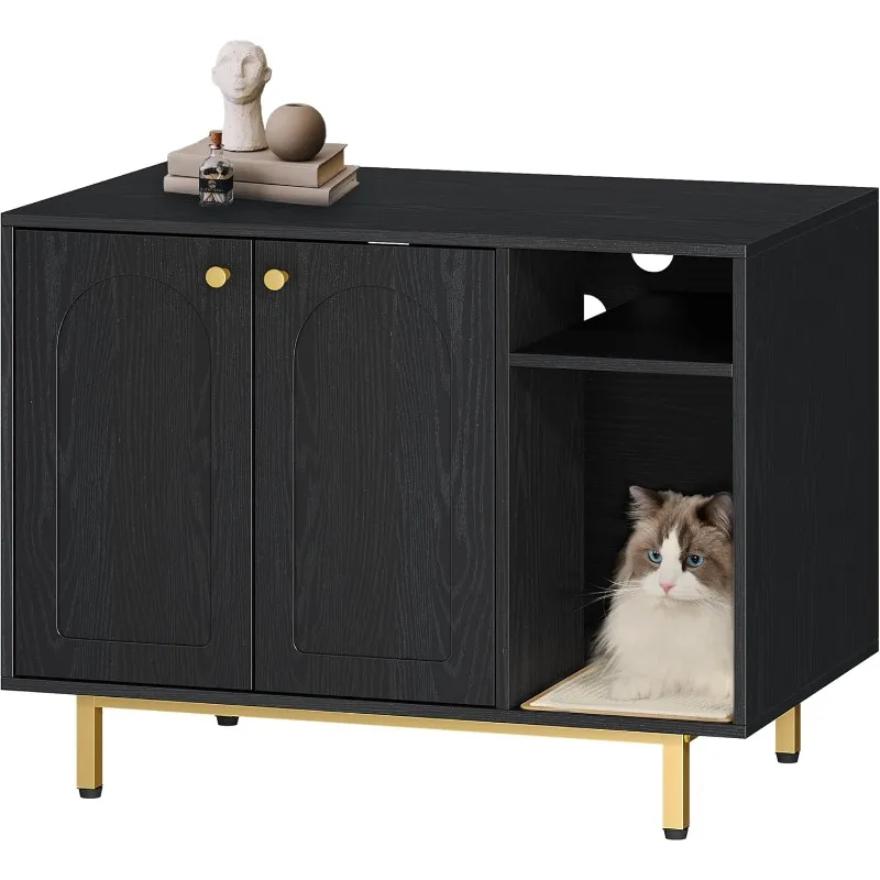 

Cat Litter Box Enclosure, Hidden Litter Box Furniture, Wooden Pet House Side End Table, Storage Cabinet Bench for Living Room