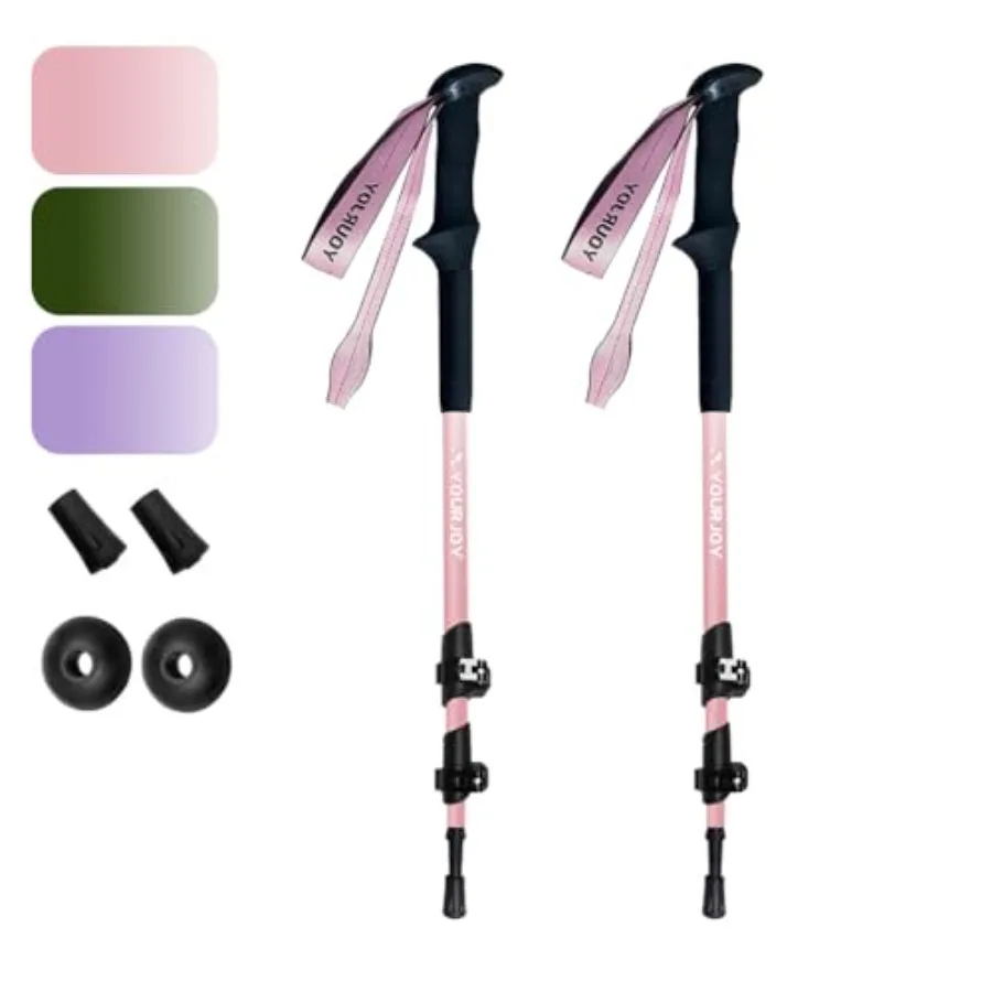 

Hiking Trekking Poles, Macaron Colors 2 Pack Anti Shock, Adjustable, Collapsible Hiking Poles for Trekking or Walking, Lightwei