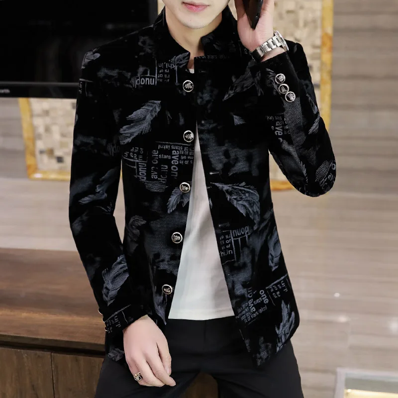 

Men's Velvet Spring and Autumn Suit Jacket, Men's High-End Suit for Autumn and Spring