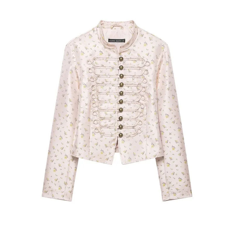 New Autumn Court-style Women's Tops. A Fashionable and Elegant Floral Printed Button-down Suit Jacket, A Versatile Casual Jacket