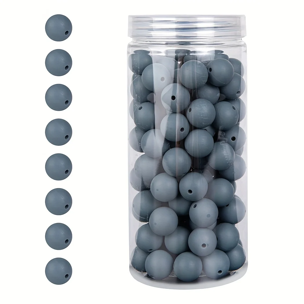 100 Stück/Box 12/15 mm Silikonperlen-Set für Schlüsselanhänger, Halskette, Armband, Umhängeband, Herstellung von runden Gummi-Silikon-Fokalperlen – Detail 17