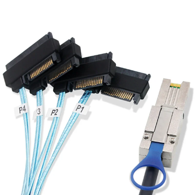 0.5m 1m High-Speed 3.0Mini SAS 26P SFF 8088 to 4 8482 29+15Pin All-in-one Line Card SAS Hard Disk Data Cable