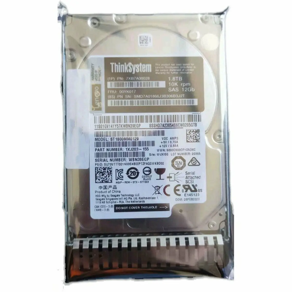 ST1800MM0129 00YK017 1.8Tb 10k Rpm Sas 12gbps 512e 2.5-inch Internal Hot-swap Hard Disk Drive