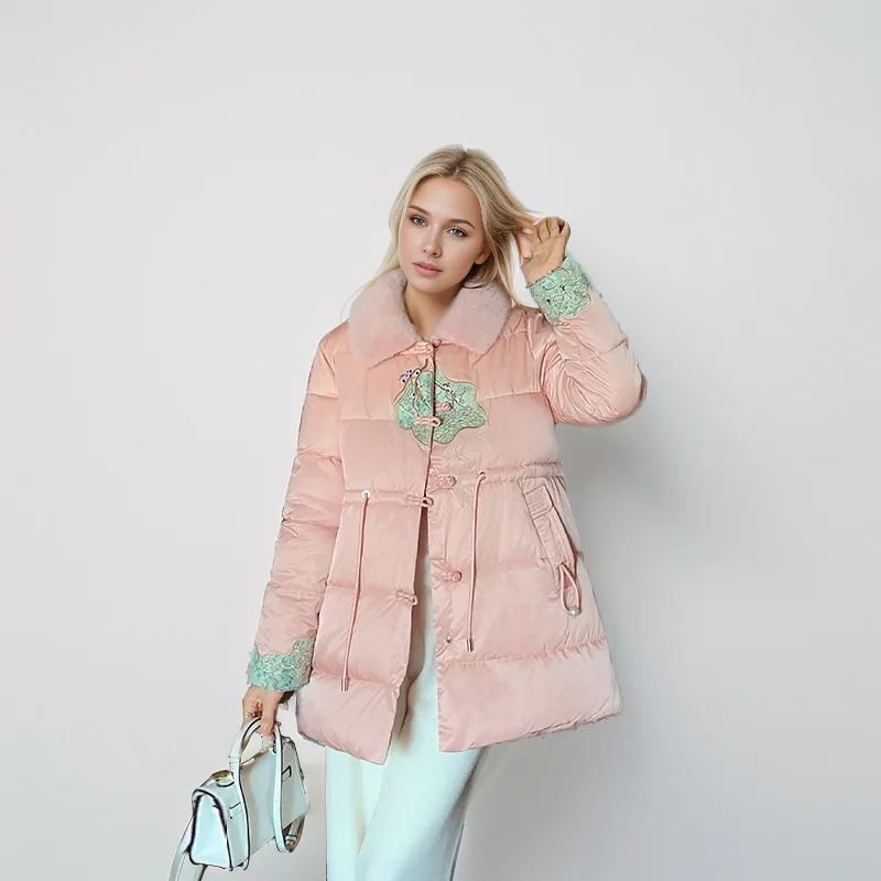 

Женская куртка средней длины на хлопковой подкладке Mao Mao, толстое теплое пальто с лацканами в китайском стиле, новая мода