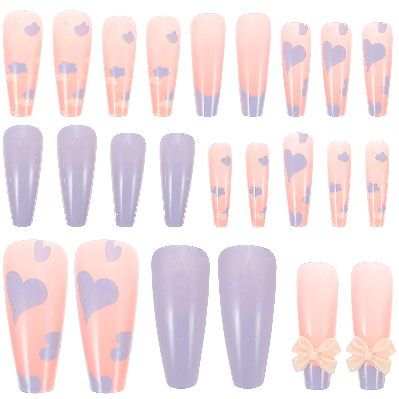 

48 Pcs Fake Nails Press On Nails False Tips Women DIY Kit Bright Color Perfect Shape Lovely Design Nail Patch Decorative