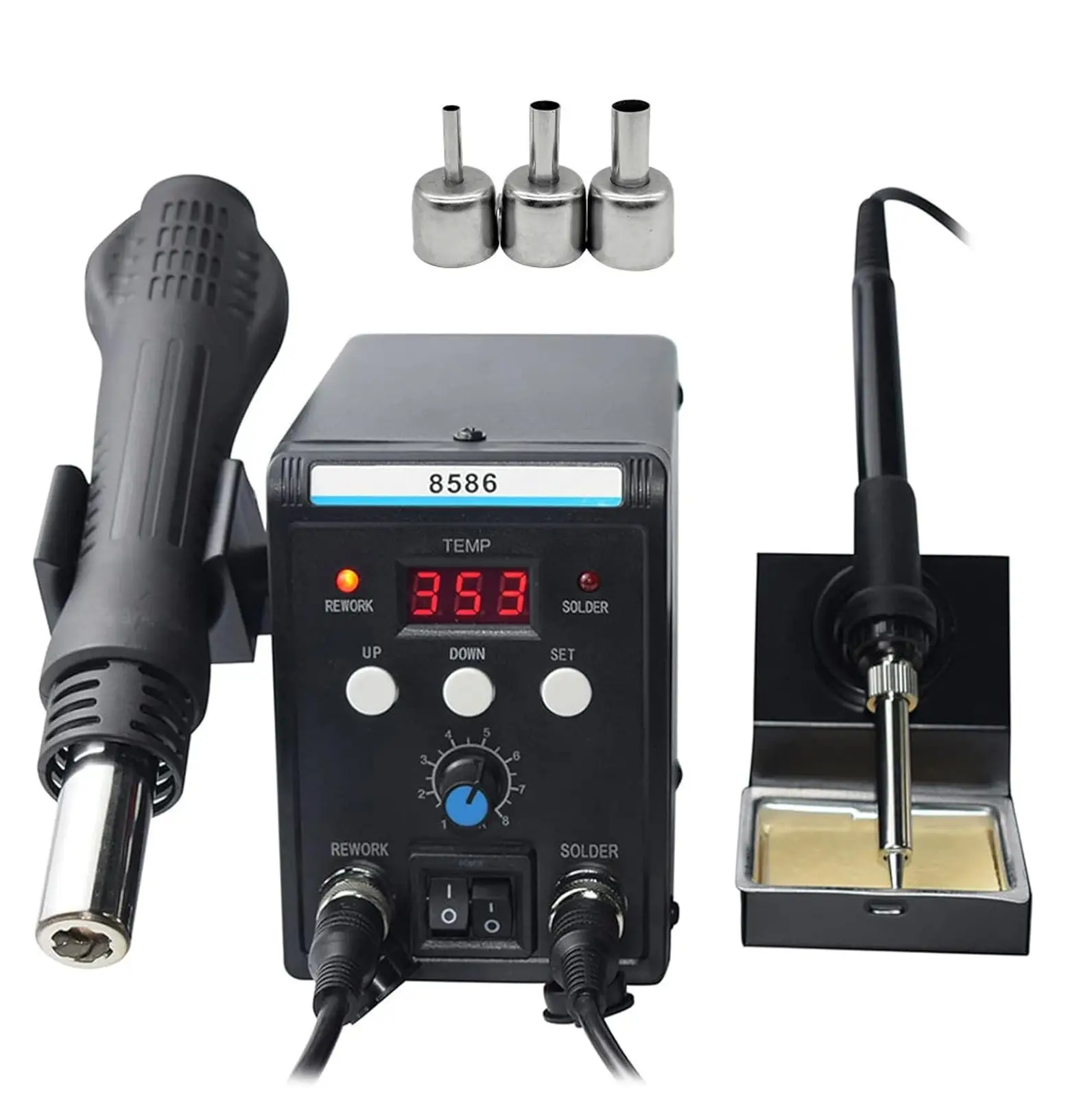 

8586 2-in-1 Hot Air Rework Station Soldering Iron Digital Display Desoldering Repair Tool for Electronics