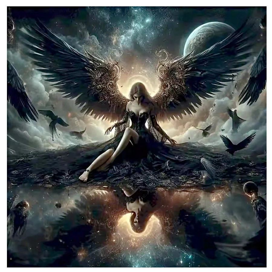Black Angel 5d Diamond Painting Kits crow planet For Adults Art Diamond Embroidery Character Abstract handmade Gift Home Decor