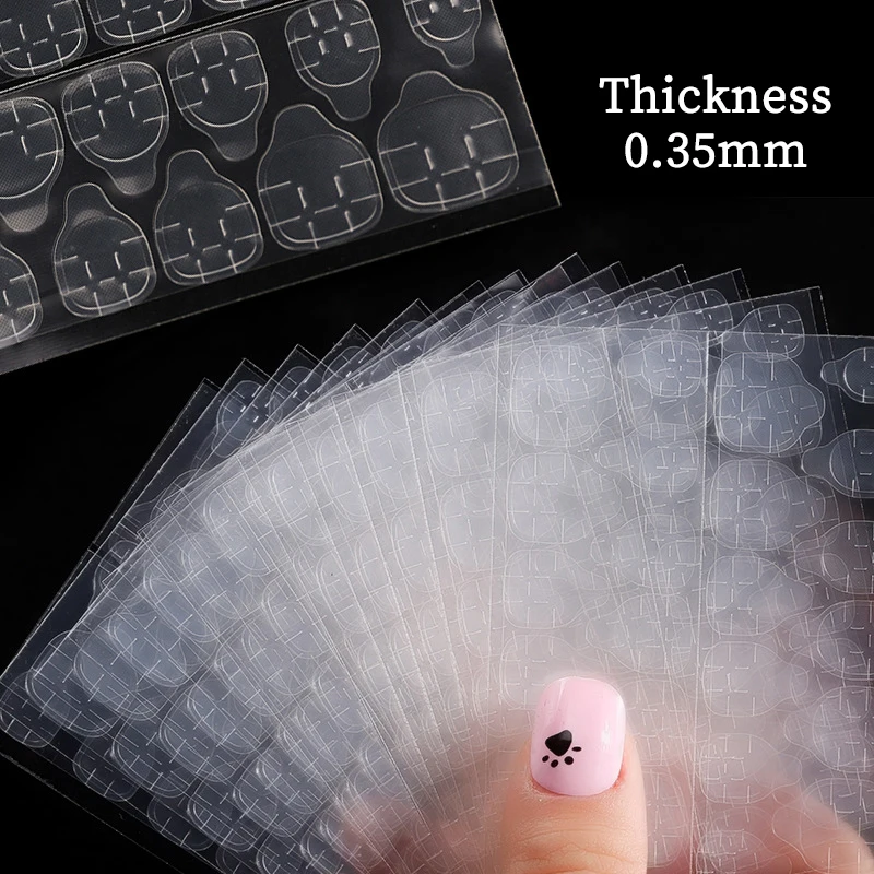 25 Sheets/600 Pcs Double Side Nail Glue Sticker Adhesive Tabs For Fake Nails Supre Sticky Waterproof Breathable Jelly Glue